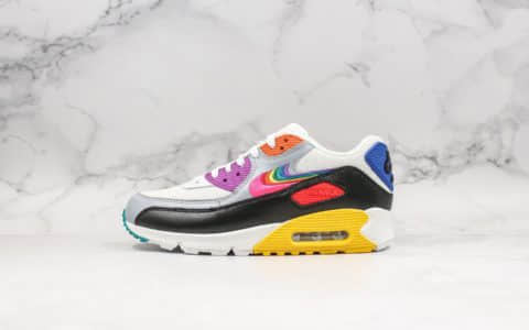 耐克Nike Air Max 90 “Betrue”复古气垫鞋休闲慢跑鞋彩虹系列限定配色炫彩纯原带半码原盒原标精细做工 货号：CJ5482-100