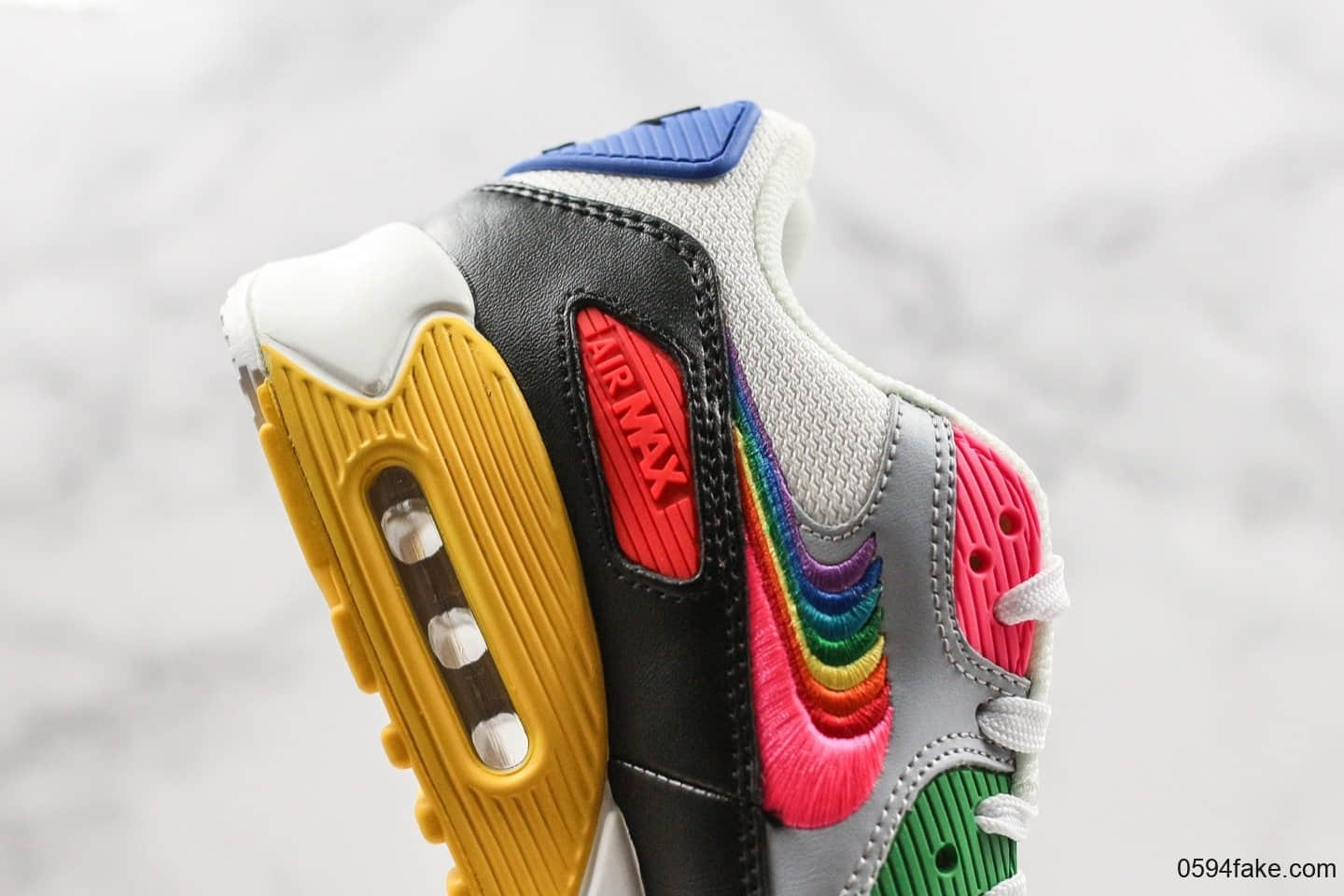 耐克Nike Air Max 90 “Betrue”复古气垫鞋休闲慢跑鞋彩虹系列限定配色炫彩纯原带半码原盒原标精细做工 货号：CJ5482-100