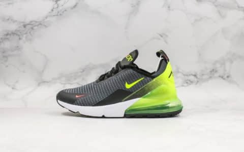 耐克Nike Air Max 270网面半掌气垫跑步鞋黑灰荧光绿3M满天星公司级带半码原档案数据开发客供xp气垫 货号：AQ9164-101