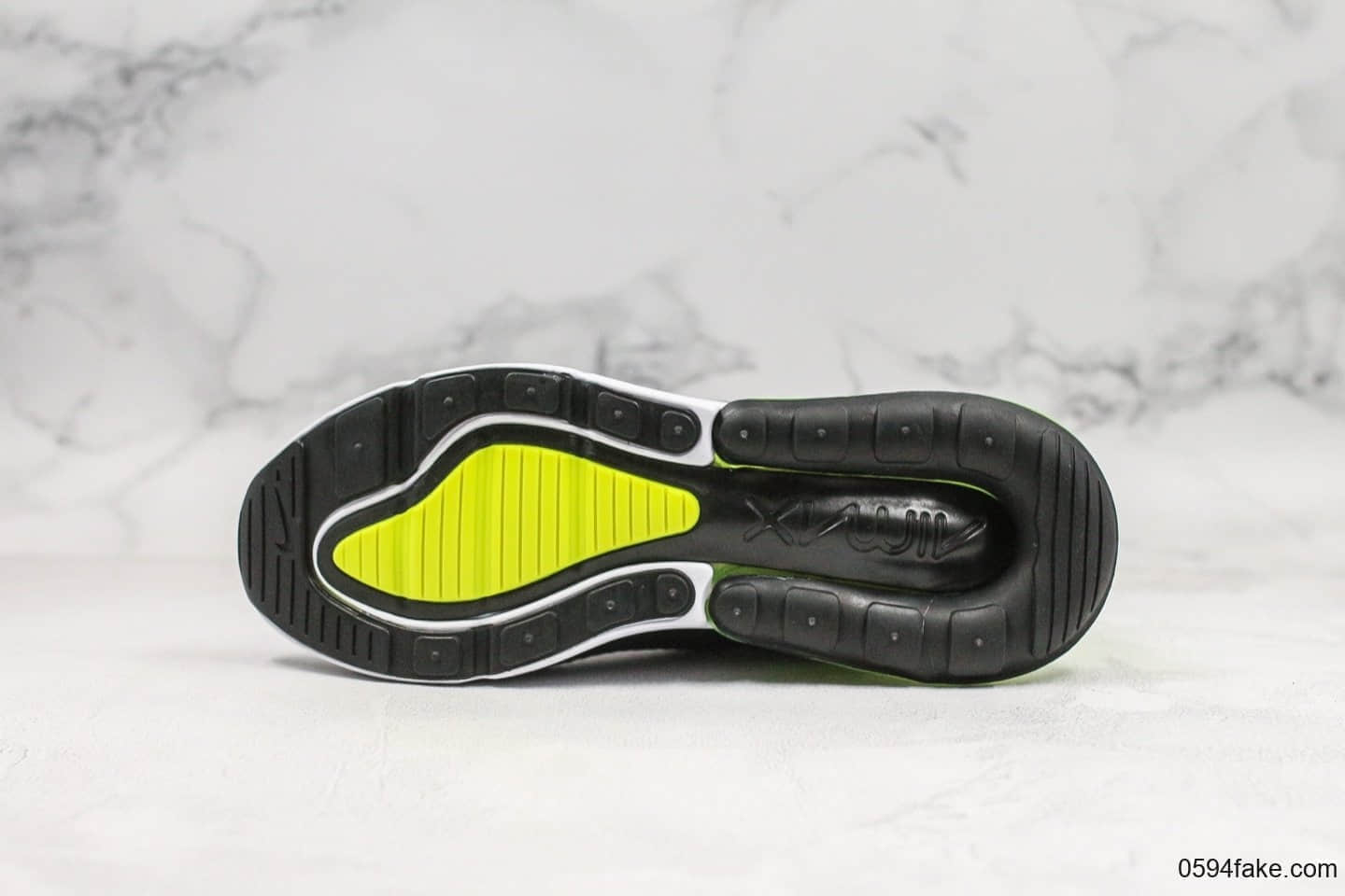 耐克Nike Air Max 270网面半掌气垫跑步鞋黑灰荧光绿3M满天星公司级带半码原档案数据开发客供xp气垫 货号：AQ9164-101