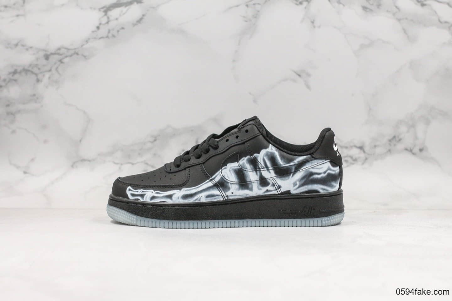 耐克Nike Air Force 1 “Skeleton”空军一号AF1低帮休闲板鞋万圣节黑色透视骨骼公司级带半码原鞋开发加持夜光大底 货号：BQ7541-101