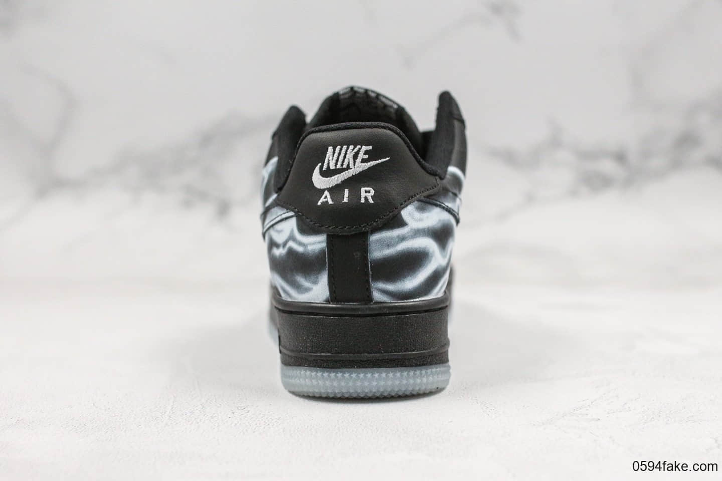 耐克Nike Air Force 1 “Skeleton”空军一号AF1低帮休闲板鞋万圣节黑色透视骨骼公司级带半码原鞋开发加持夜光大底 货号：BQ7541-101