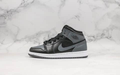 乔丹Air Jordan 1 mid实战篮球鞋中帮AJ1影子灰纯原带半码原厂渠道全新批次定制皮料 货号：554725-041