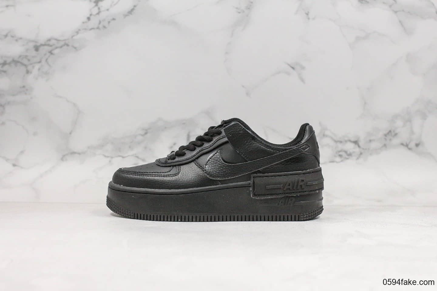 耐克Nike AF1 Shadow低帮空军一号马卡龙影子黑色纯原版本女子休闲运动板鞋加大中底内置气垫 货号：CI0919-001