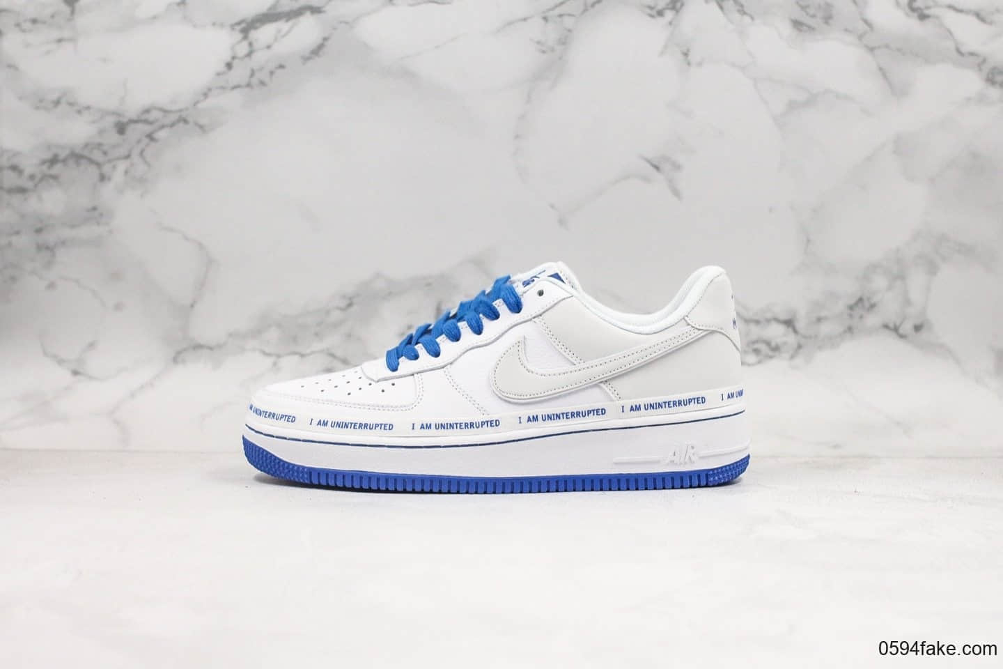 耐克NIKE AIR FORCE 1'07 x UNINTERRUPTED纯原版本低帮空军一号白宝蓝签名涂鸦联名款3M反光经典百搭休闲运动板鞋 货号：CQ0494-100