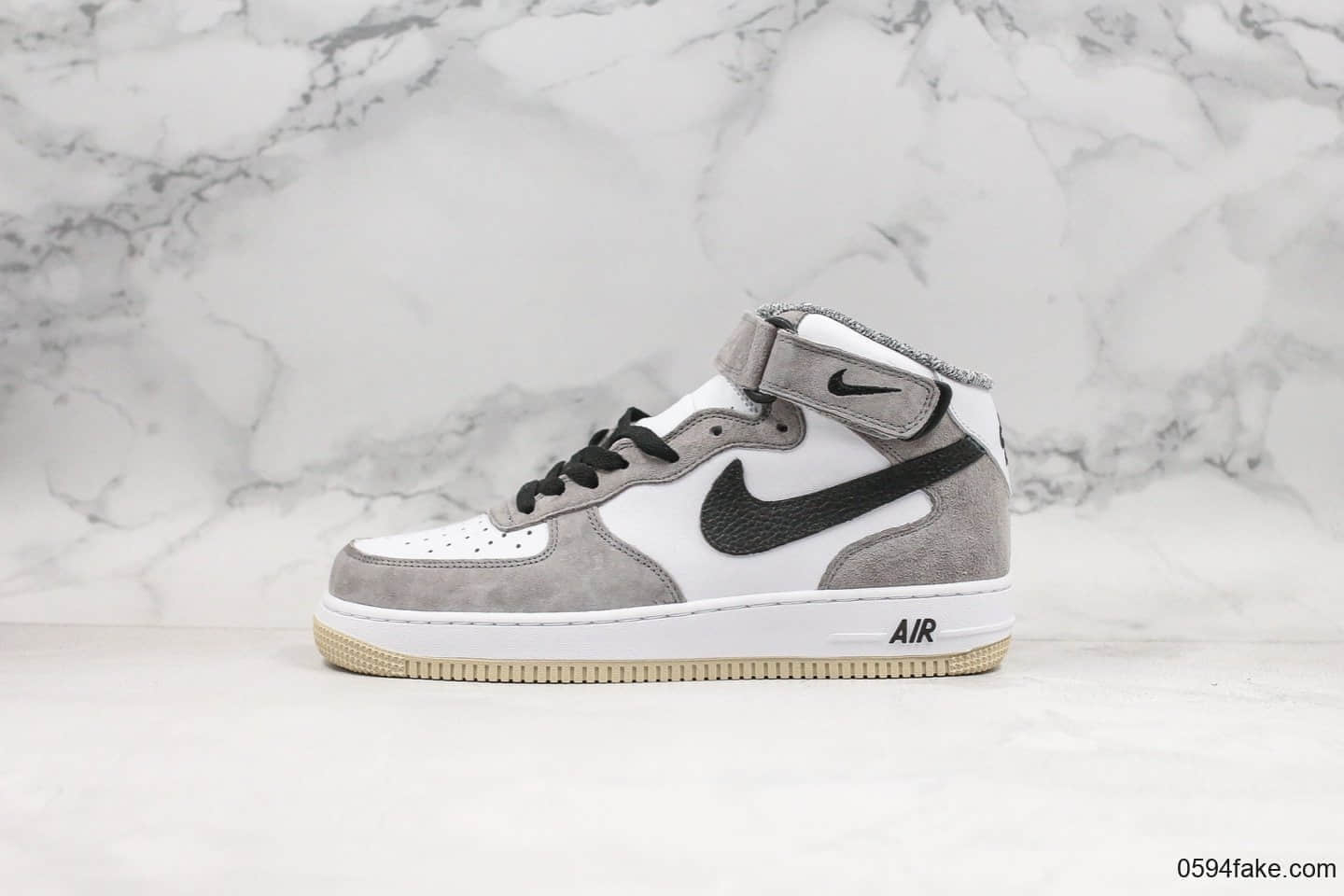 耐克Nike Air Force1 mid Premium纯原版本中帮空军一号灰老鼠原版正确包装原厂头层皮料原厂复刻全掌气垫 货号：808790-107