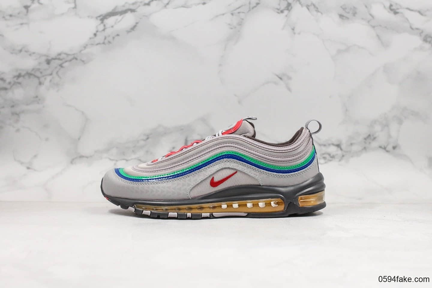 耐克Nike Air Max97纯原版本灰蓝绿色子弹气垫任天堂Max97全掌大气垫原鞋开模 货号：CI5012-001