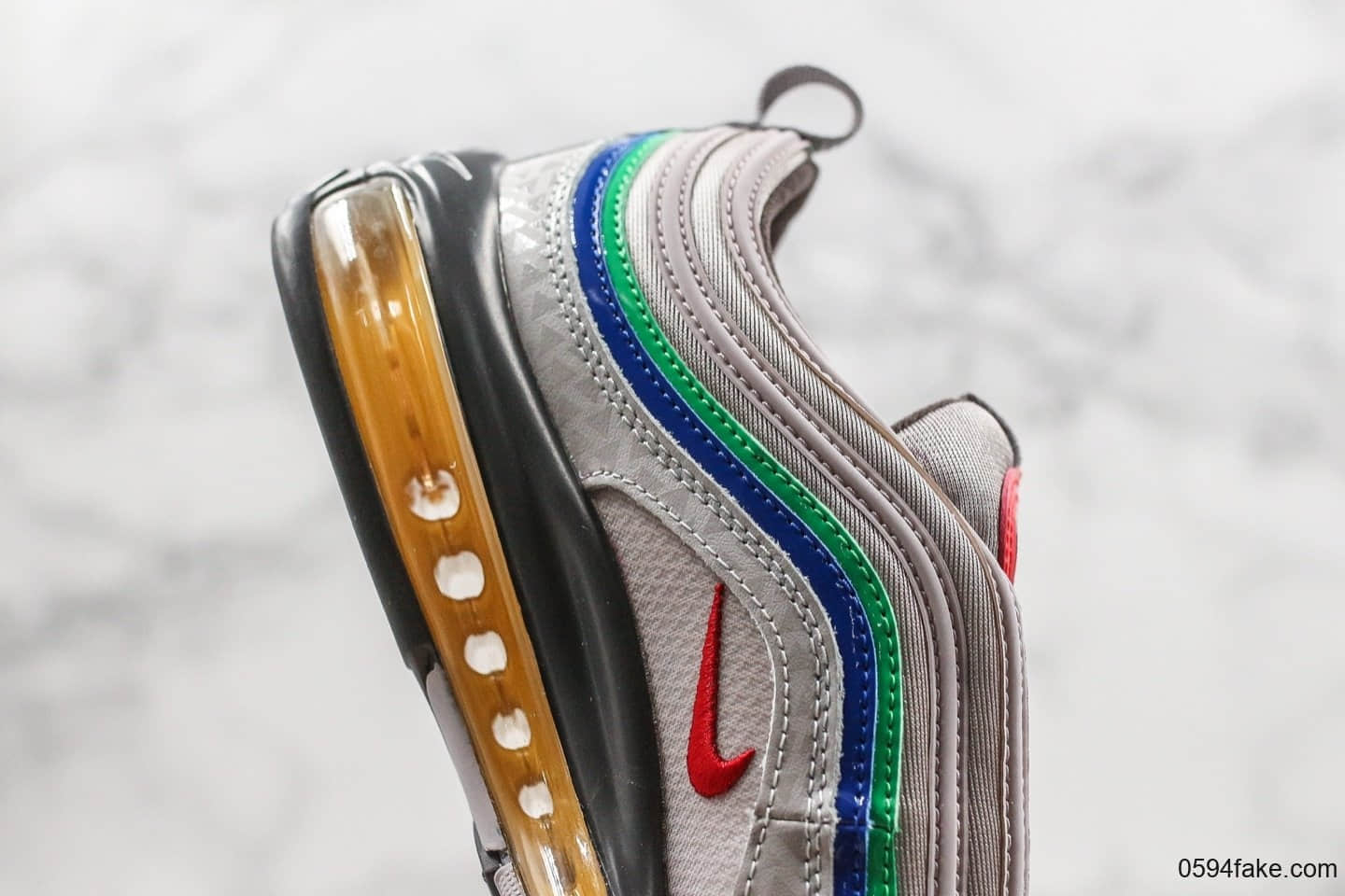 耐克Nike Air Max97纯原版本灰蓝绿色子弹气垫任天堂Max97全掌大气垫原鞋开模 货号：CI5012-001