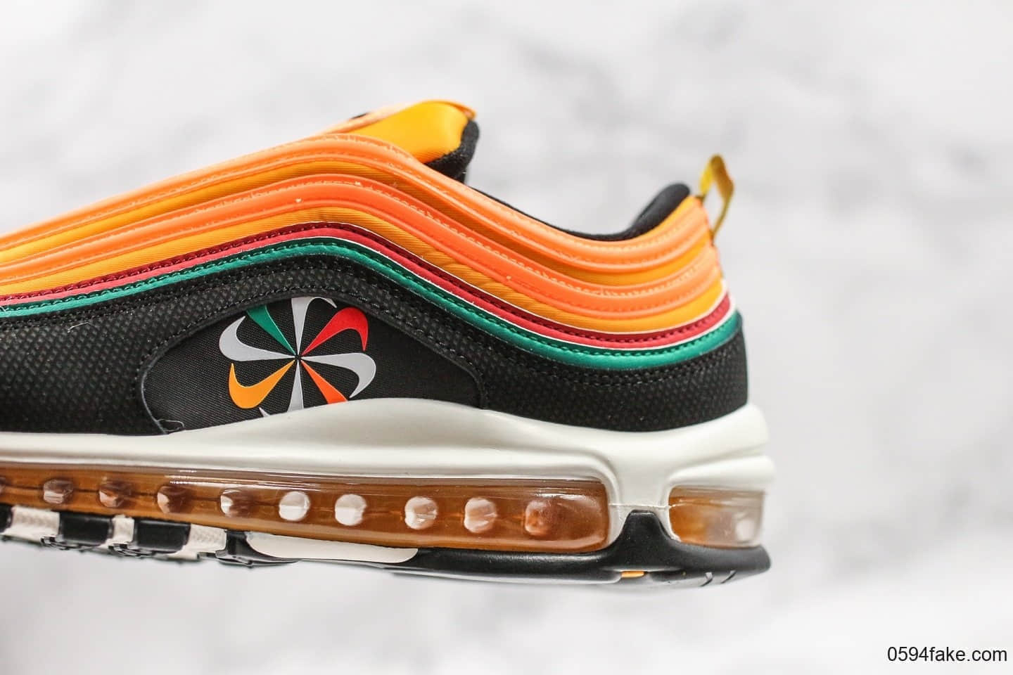 耐克Nike Air Max 97全新配色黑橙色大风车纯原版本市场首家原模原气垫卡色匹配原版 货号：CK9399-001