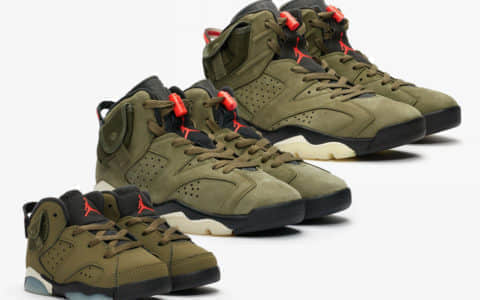 Travis Scott x Air Jordan 6“ Medium Olive”将于10月12日发售！全家族尺码都有！