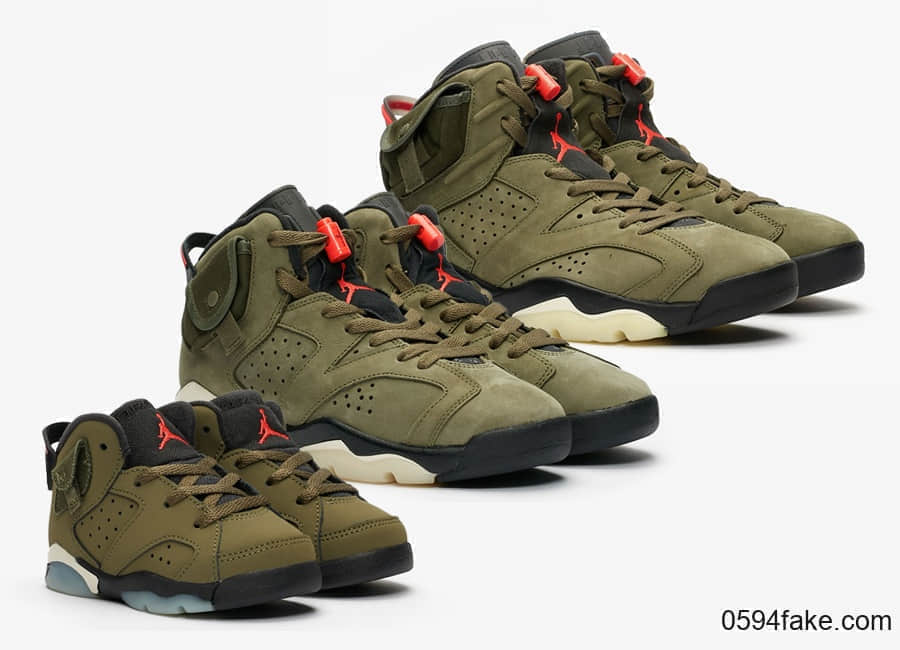 Travis Scott x Air Jordan 6“ Medium Olive”将于10月12日发售！全家族尺码都有！