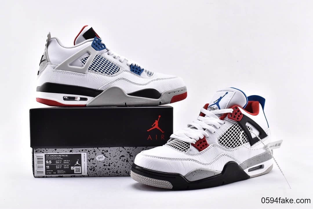 乔丹Air Jordan 4 what the纯原版本AJ4乔丹4代篮球鞋鸳鸯白红蓝水泥实战篮球鞋 货号：CI1184-146