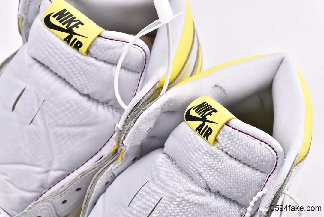 乔丹Air Jordan 1 AJ1 First纯原版本AJ1乔丹1代高帮篮球鞋头等舱飞行白黄航班二维码 货号：555088-170