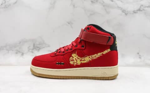 耐克nike Air Force 1 High Premium x maharishi纯原版本空军联名龙纹高帮中国红配色原厂刺绣大勾内置气垫 货号：CI3900-991