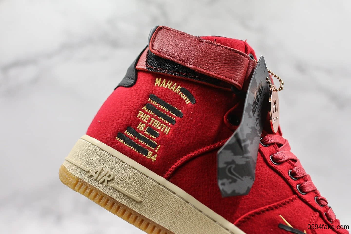 耐克nike Air Force 1 High Premium x maharishi纯原版本空军联名龙纹高帮中国红配色原厂刺绣大勾内置气垫 货号：CI3900-991