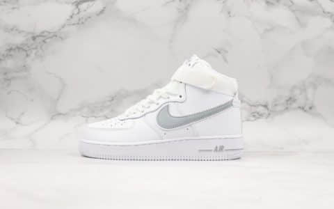 耐克Nike Air force1 07'V8海外发售版白银灰配色纯原版本高帮空军一号新版原厂纸板全掌气垫加持 货号：AT4141-100