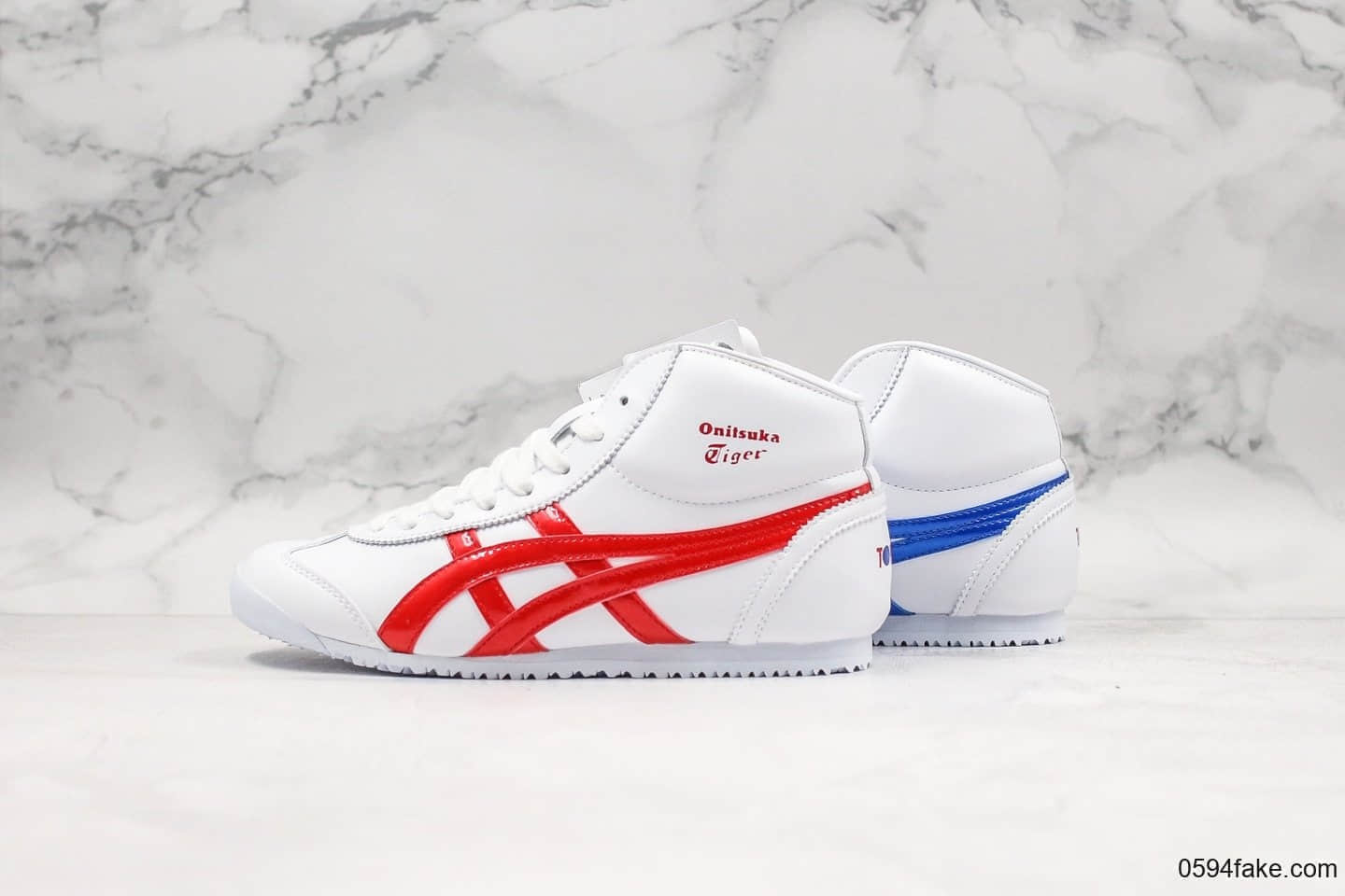 亚瑟士Onitsuka Tiger鬼冢虎高帮系列纯原版本独家出货红蓝鸳鸯OEM正单原材料头层荔枝纹牛皮