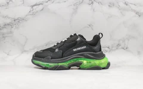 巴黎世家Balenciaga Triple S黑绿配色纯原气垫版本原厂皮料水洗做旧TPU软底顶级刺绣巴黎世家老爹鞋