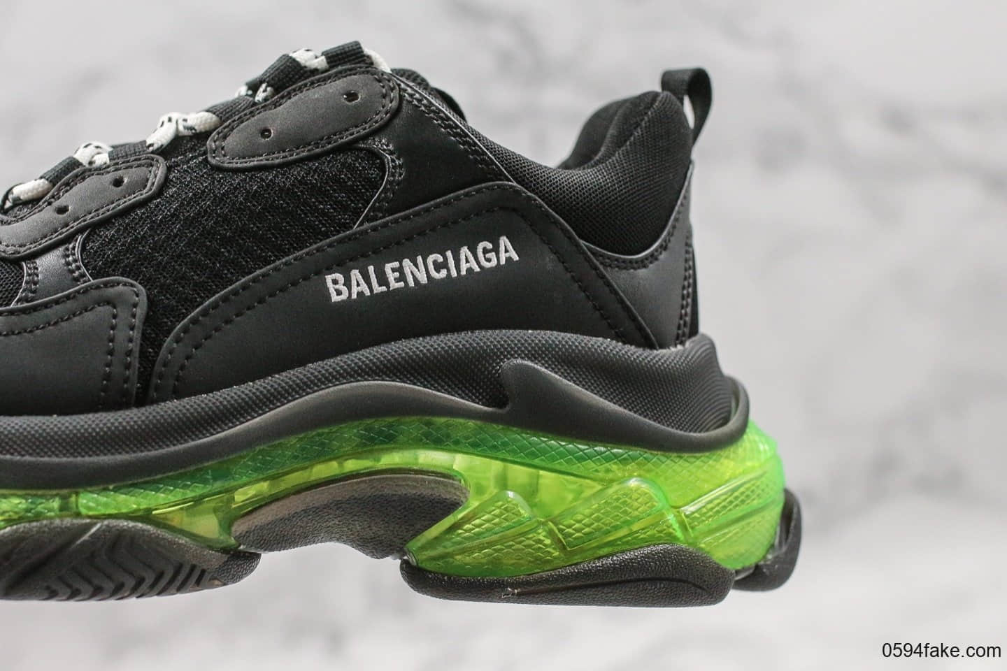 巴黎世家Balenciaga Triple S黑绿配色纯原气垫版本原厂皮料水洗做旧TPU软底顶级刺绣巴黎世家老爹鞋