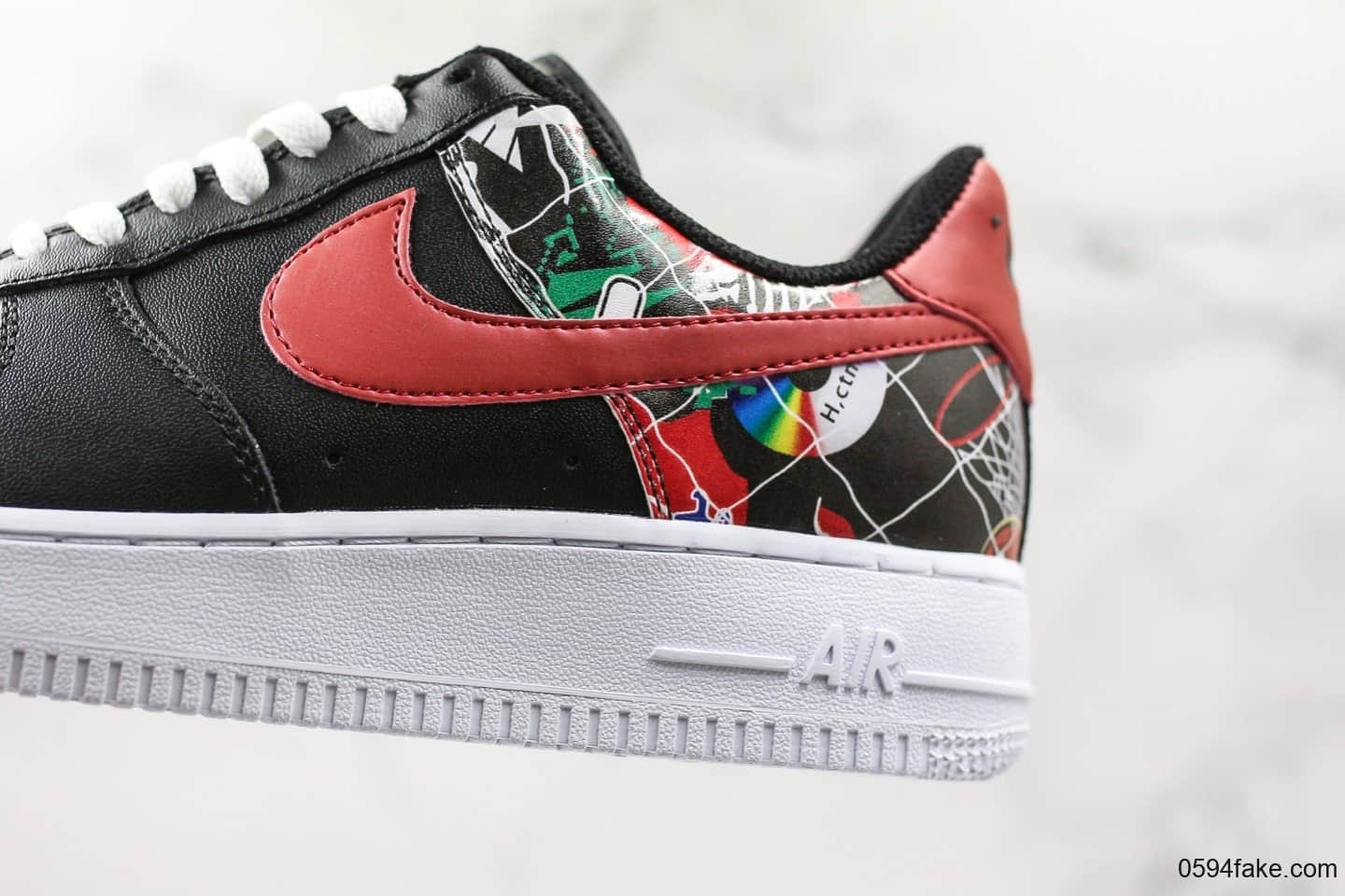 耐克Nike Air Force 1 07 LV8 “China Hoop Dreams”空军一号休闲运动鞋中国区限定配色黑红嘻哈涂鸦公司级带半码“街机”创意联名 货号：CK0732-081