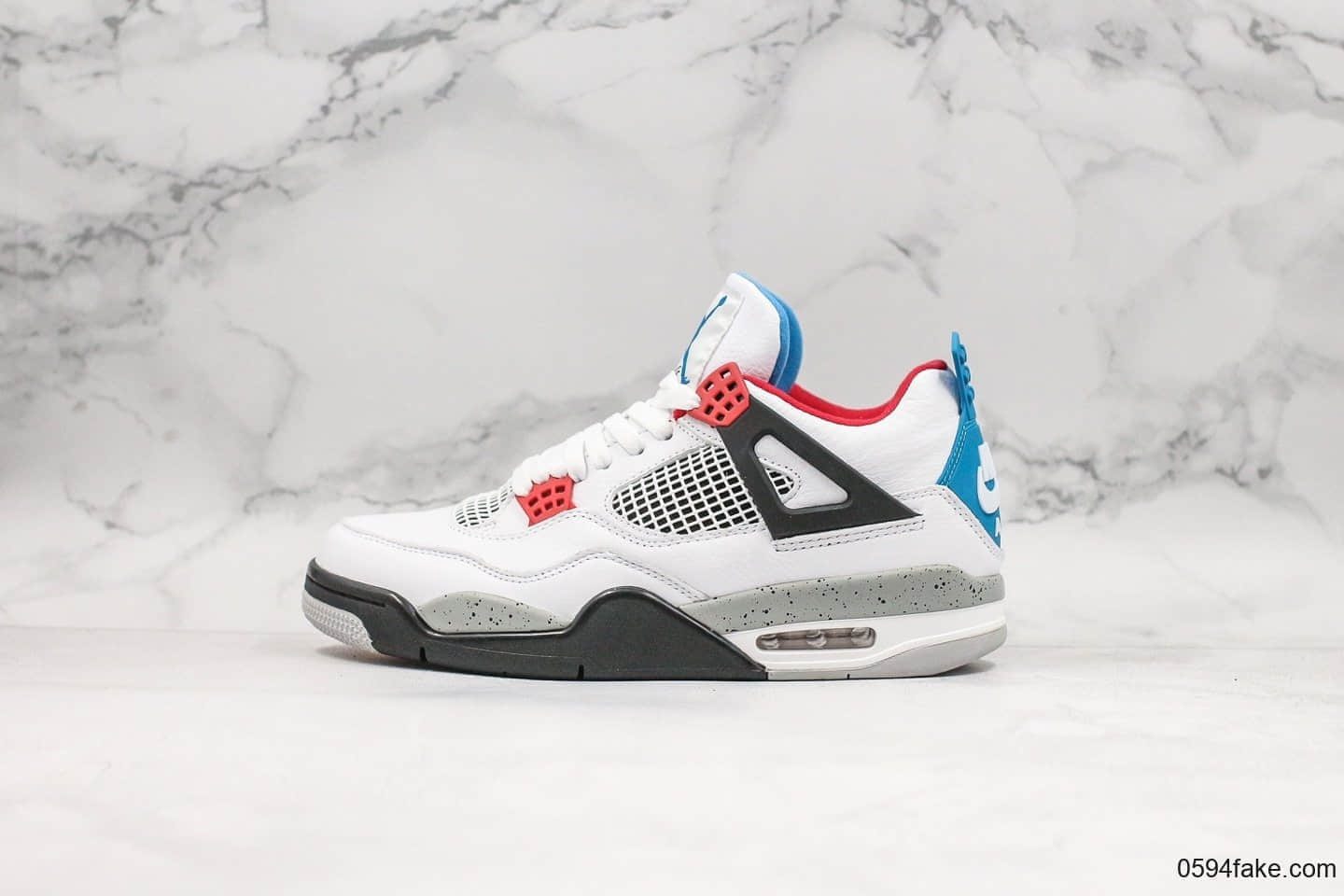 乔丹Air Jordan 4 what the纯原版本AJ4乔丹4代篮球鞋白红蓝水泥鸳鸯配色 货号：CI1184-146