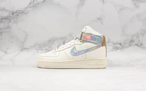 耐克Nike Air Force 1 High Nai Ke THE BUND Jester纯原版本空军一号高帮镭射上海限定顶级头层牛皮 货号：AV2039-100