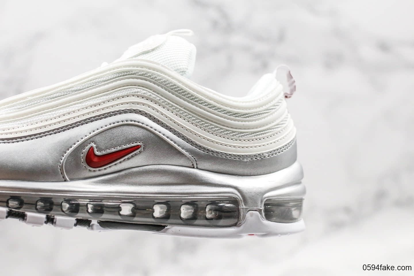 耐克Nike Air Max 97QS白银子弹公司级带半码复古气垫慢跑鞋正确版本工艺原楦开发 货号：AT5458-100