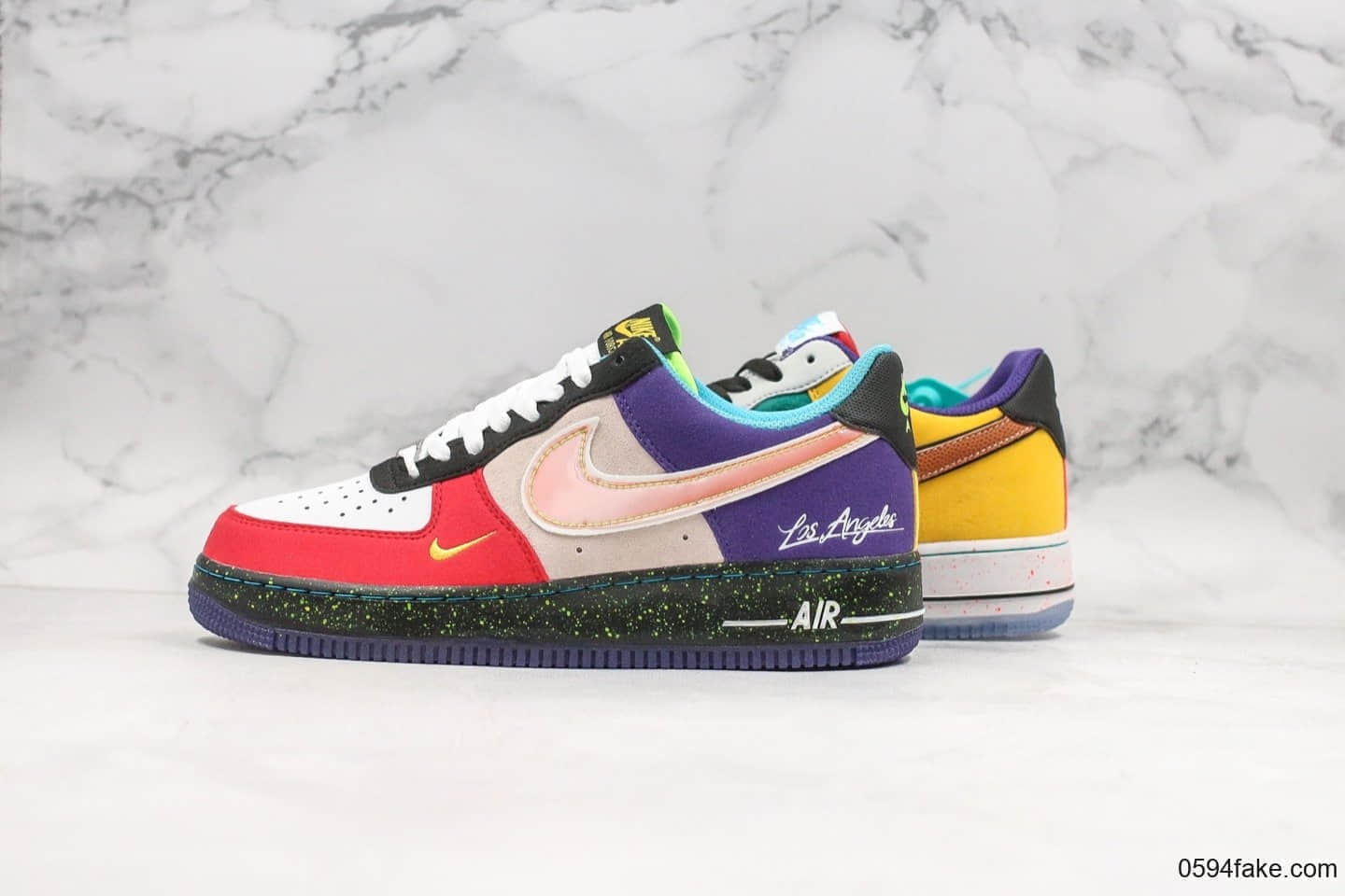 耐克Nike Air Force 1 What The LA纯原版本低帮空军一号洛杉矶限定鸳鸯配色内置气垫原盒原标 货号：CT1117-100