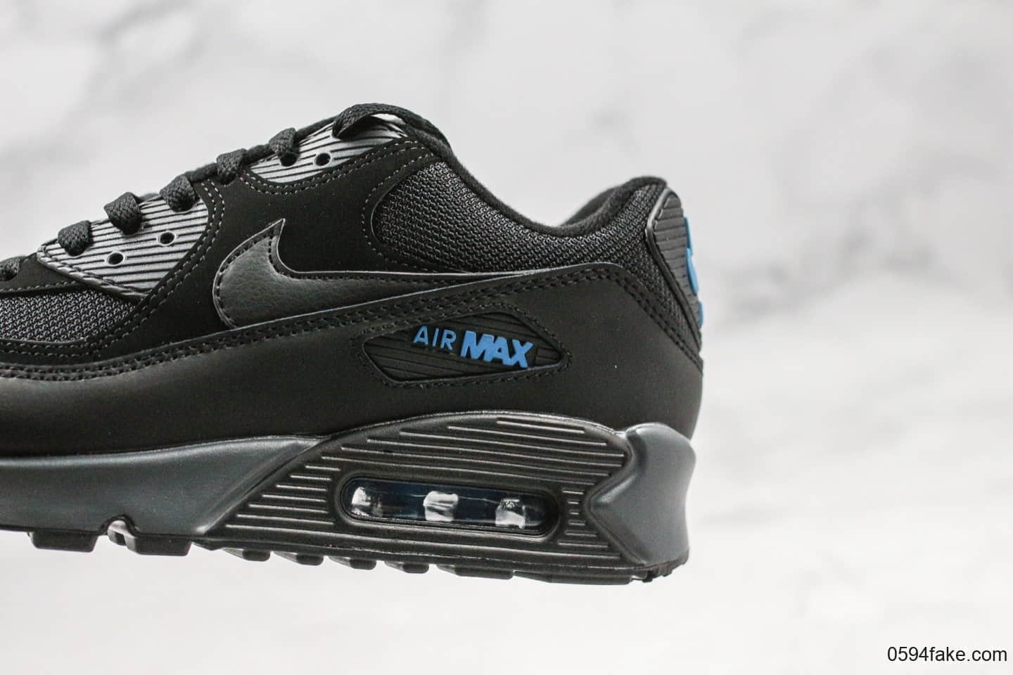 耐克Nike Air Max 90 Essential纯原版本max90复古气垫运动慢跑鞋黑蓝色内置可视气垫皮革鞋面 货号：CN0194-001