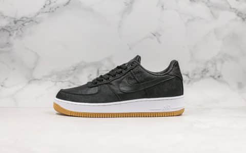 耐克Nike Air Force 1 Premium Game Black x Fragment Design x CLOT纯原版本三方联名款陈冠希空军一号低帮黑色丝绸表皮可撕裂内置全掌气垫原档案数据开发 货号：CZ3986-001