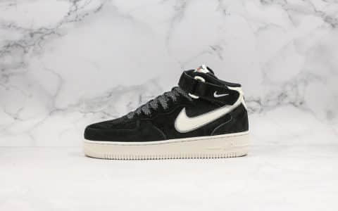 耐克Nike Air Force 1 Mid ’07纯原版本3M反光中帮空军一号黑满天星配色内置全掌sole气垫原盒原标原厂钢印 货号：AA1118-009