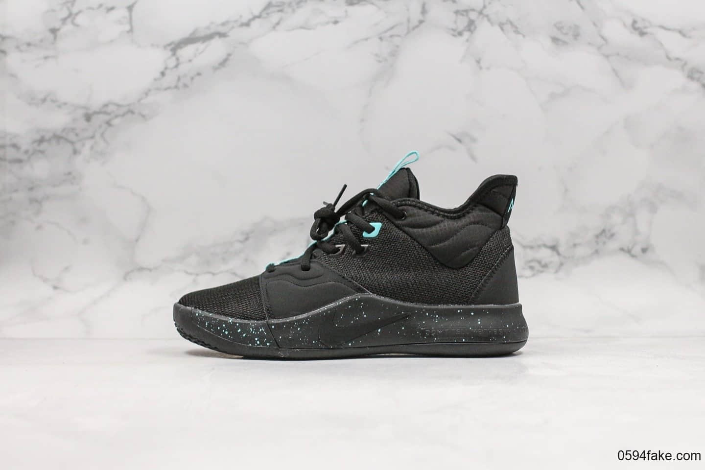 耐克Nike PG 3 Black Aqua纯原版本保罗乔治三代实战篮球鞋搭载Zoom Air缓震系统原厂鞋盒钢印 货号：AO2608-006