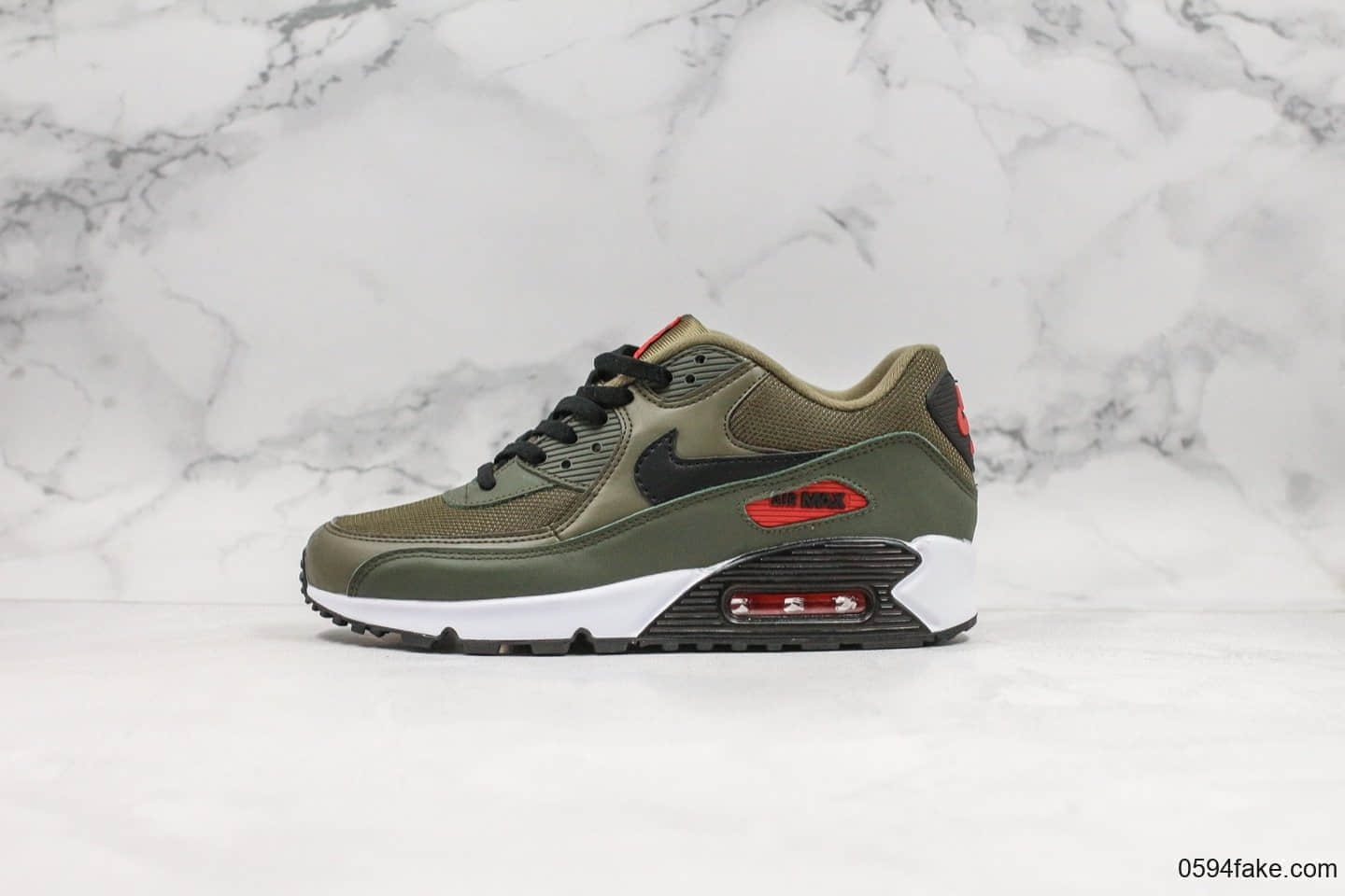 耐克Nike Air Max 90 Essential公司级版本复古max90气垫鞋黑绿配色内置可视气垫搭配菱纹塑胶嵌板 货号：AJ1285-205