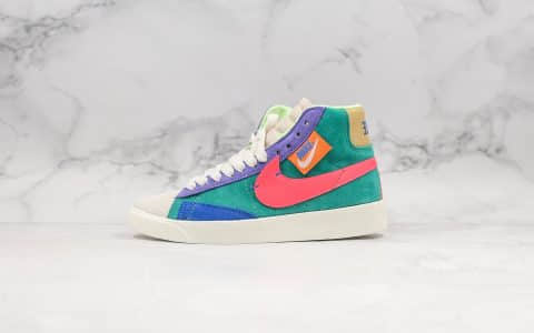 耐克Nike Blazer Mid公司级版本开拓者马卡龙配色拉链款2019新款女子解构拼色休闲高帮板鞋 货号：CQ7786-561