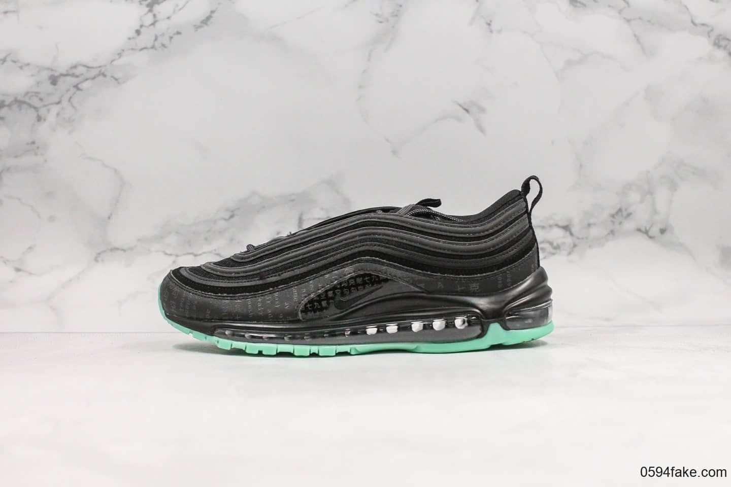 耐克Nike Air Max 97 Premium Green Glow纯原版本复古Max97黑数码骇客帝国绿配色正确小潘气垫完美细节原底原面 货号：921826-017