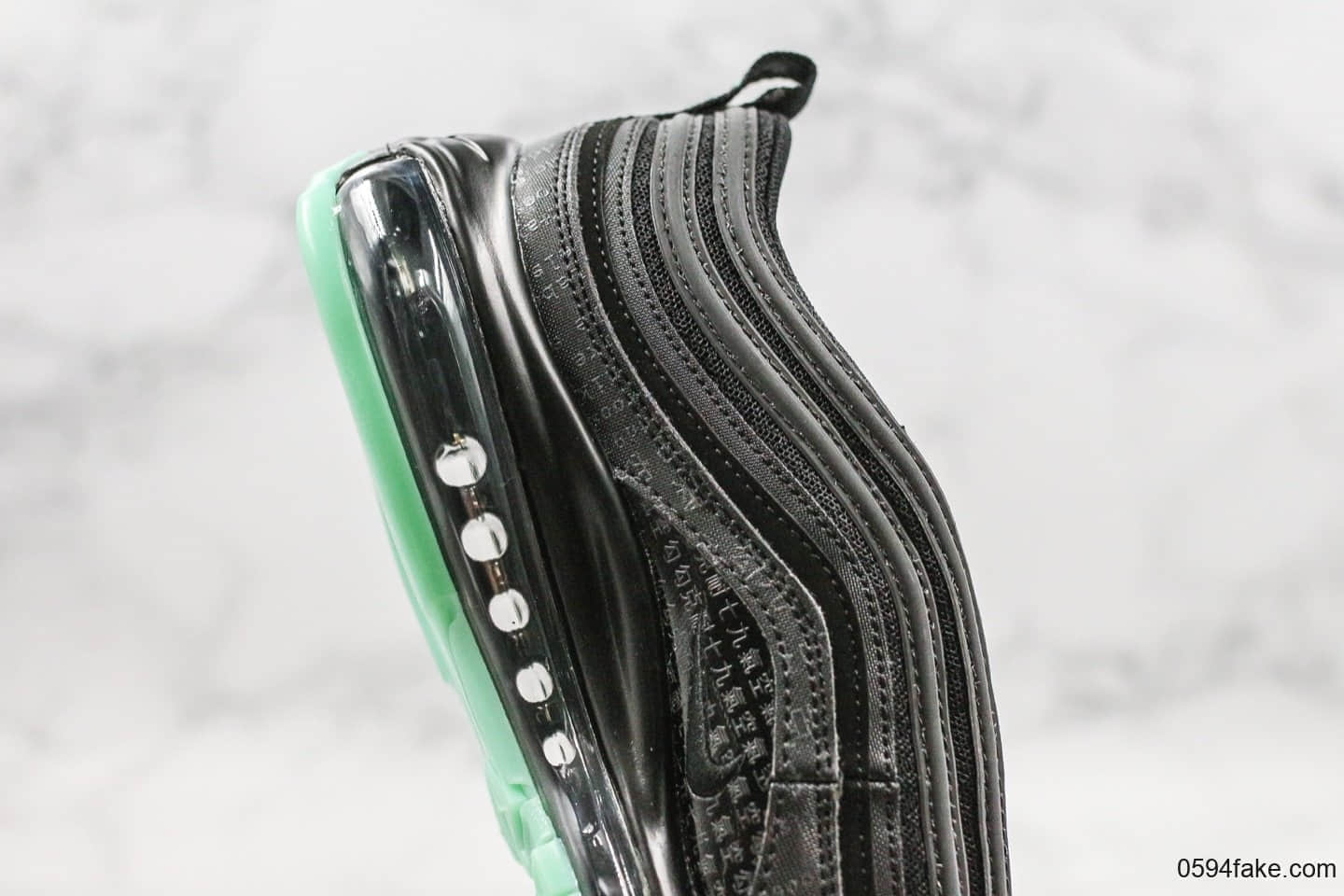 耐克Nike Air Max 97 Premium Green Glow纯原版本复古Max97黑数码骇客帝国绿配色正确小潘气垫完美细节原底原面 货号：921826-017