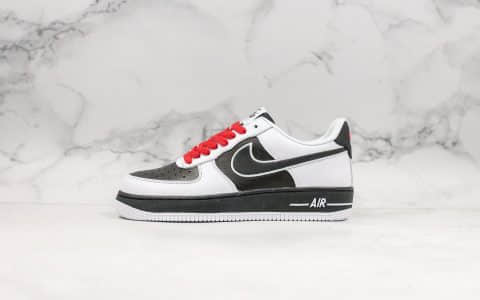 耐克Nike Air Force 1 Mid '07公司级版本低帮空军一号白黑红熊猫拼接内置原厂气垫官方同步RFID芯片原档案数据开发 货号：AQ3776-990