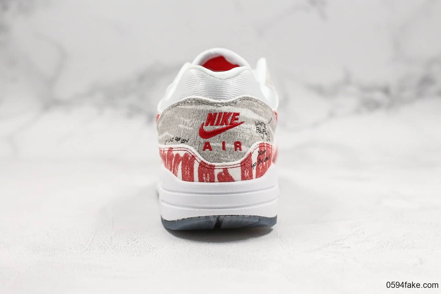 耐克Nike Air Max 1 Sketch Schematic公司级版本手绘涂鸦二次元红手稿黑线描绘小气垫运动潮鞋 货号：CJ4286-101