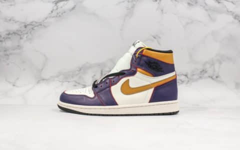 耐克Nike SB x AirJordan1 High OG Court Purple联名款乔1刮刮乐湖人黄紫配色原厂客供皮料原盒原标原鞋开模完美后跟定形 货号：CD6578-507