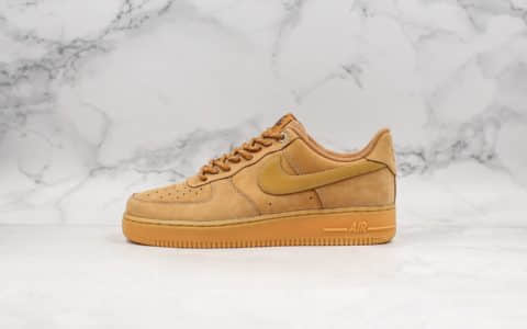 耐克Nike Air Force 1 07 Lv8 WB纯原ZG版本空军一号麂皮小麦2019新版正确鞋带花色内置气垫原盒原标低帮休闲板鞋 货号：CJ9179-200