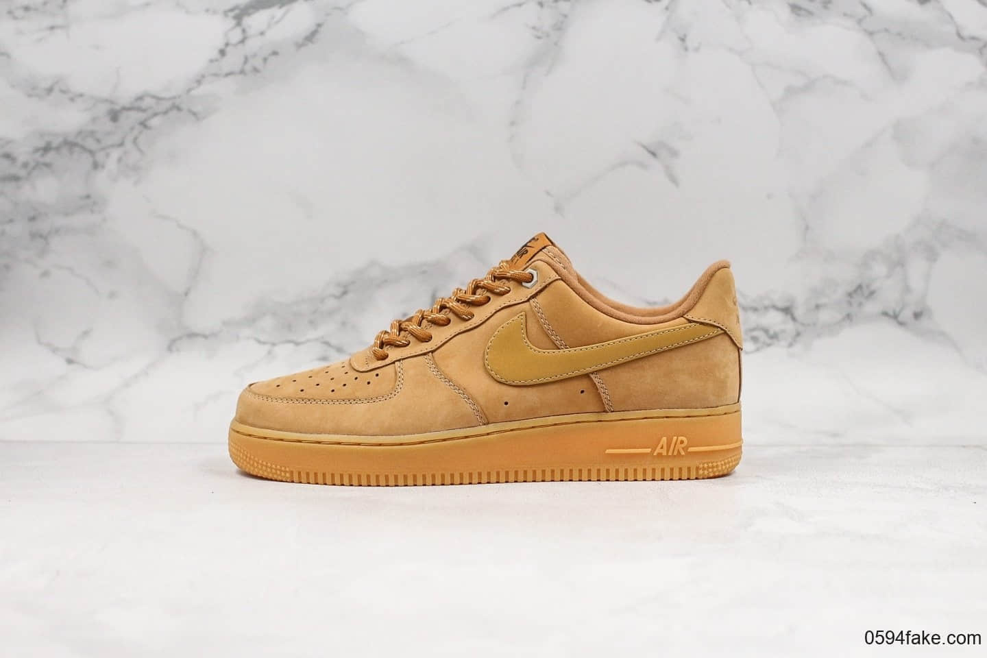 耐克Nike Air Force 1 07 Lv8 WB纯原ZG版本空军一号麂皮小麦2019新版正确鞋带花色内置气垫原盒原标低帮休闲板鞋 货号：CJ9179-200