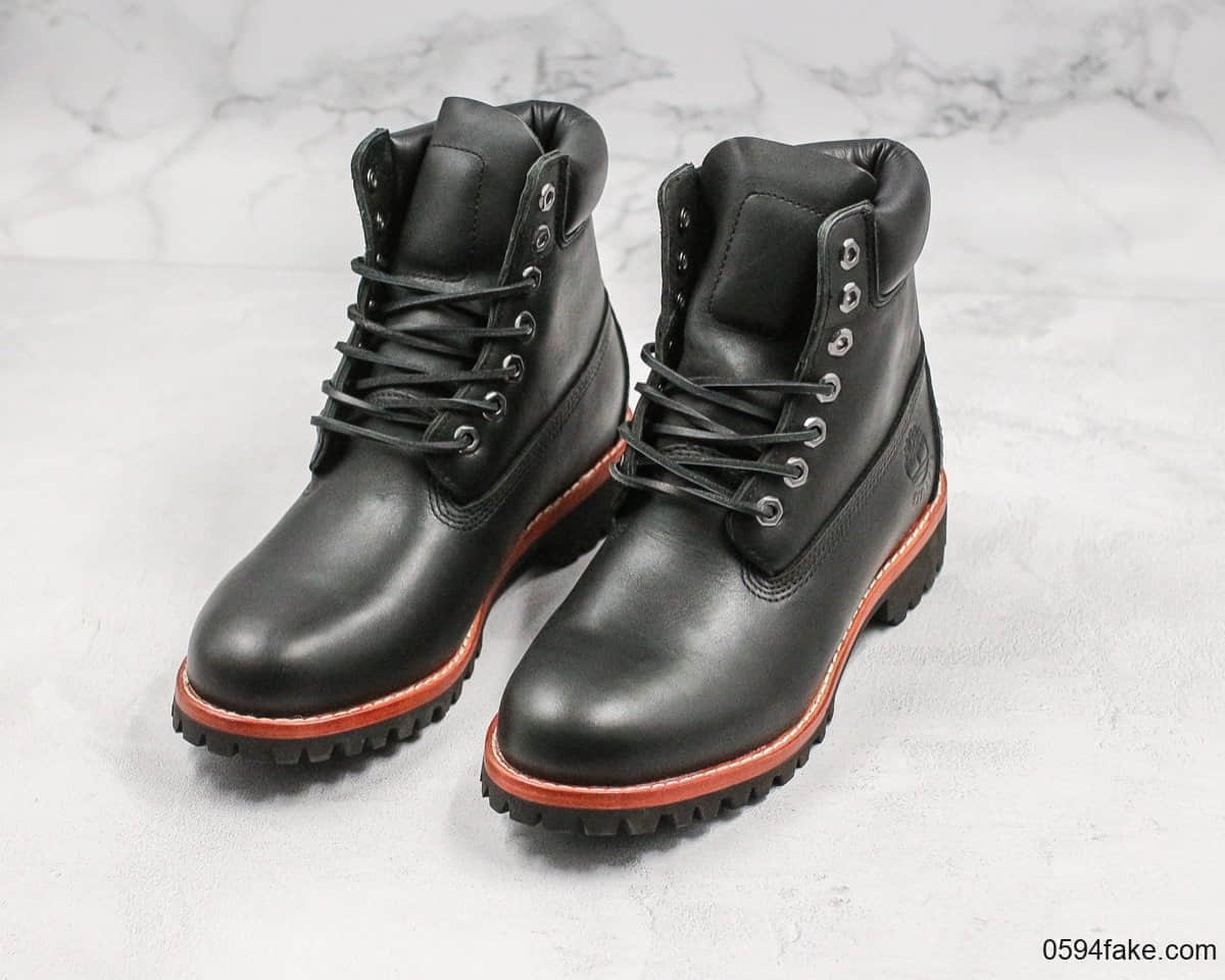 天伯伦Timberland中山代工厂经典6寸黑色专柜品质顶级头层防水面料高帮马丁靴 货号：TB0A1P61