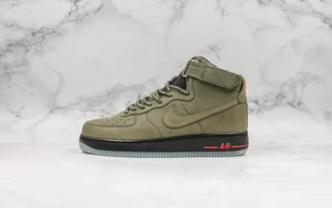 耐克Nike Air Force 1 High '07纯原版本高帮空军一号新版2019麂皮橄榄绿配色搭配同色系尼龙鞋带内置气垫 货号：CJ9178-200