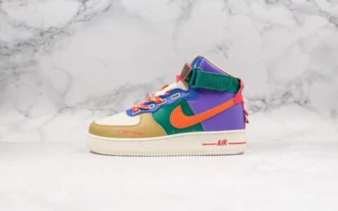 耐克Nike Air Force 1 High高帮空军一号魔术贴Utility系列纯原版本拼色彩虹内置气垫 货号：CQ4810-046