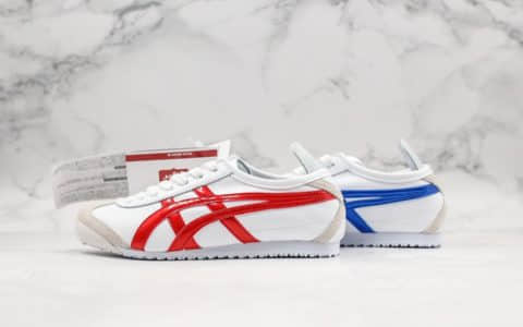 亚瑟士Onitsuka Tiger MEXICO Mid Runner纯原版本鬼冢虎东京限定配色墨西哥中帮系列复古经典百搭休闲皮革慢跑鞋皮革白宝蓝红 货号：1183A656-100