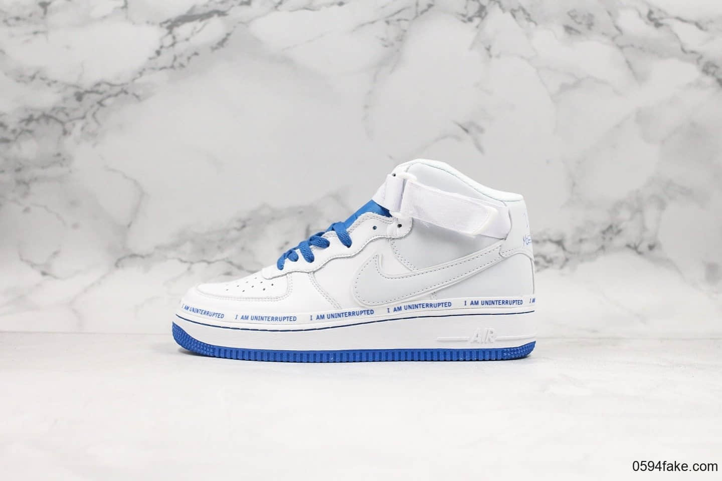 耐克Uninterrupted x Nike Air Force 1 MORE THAN纯原版本空军一号詹皇公司联名款白蓝字母3M反光附赠彩笔DIY鞋款区别市面通货版本 货号：CQ0494-600