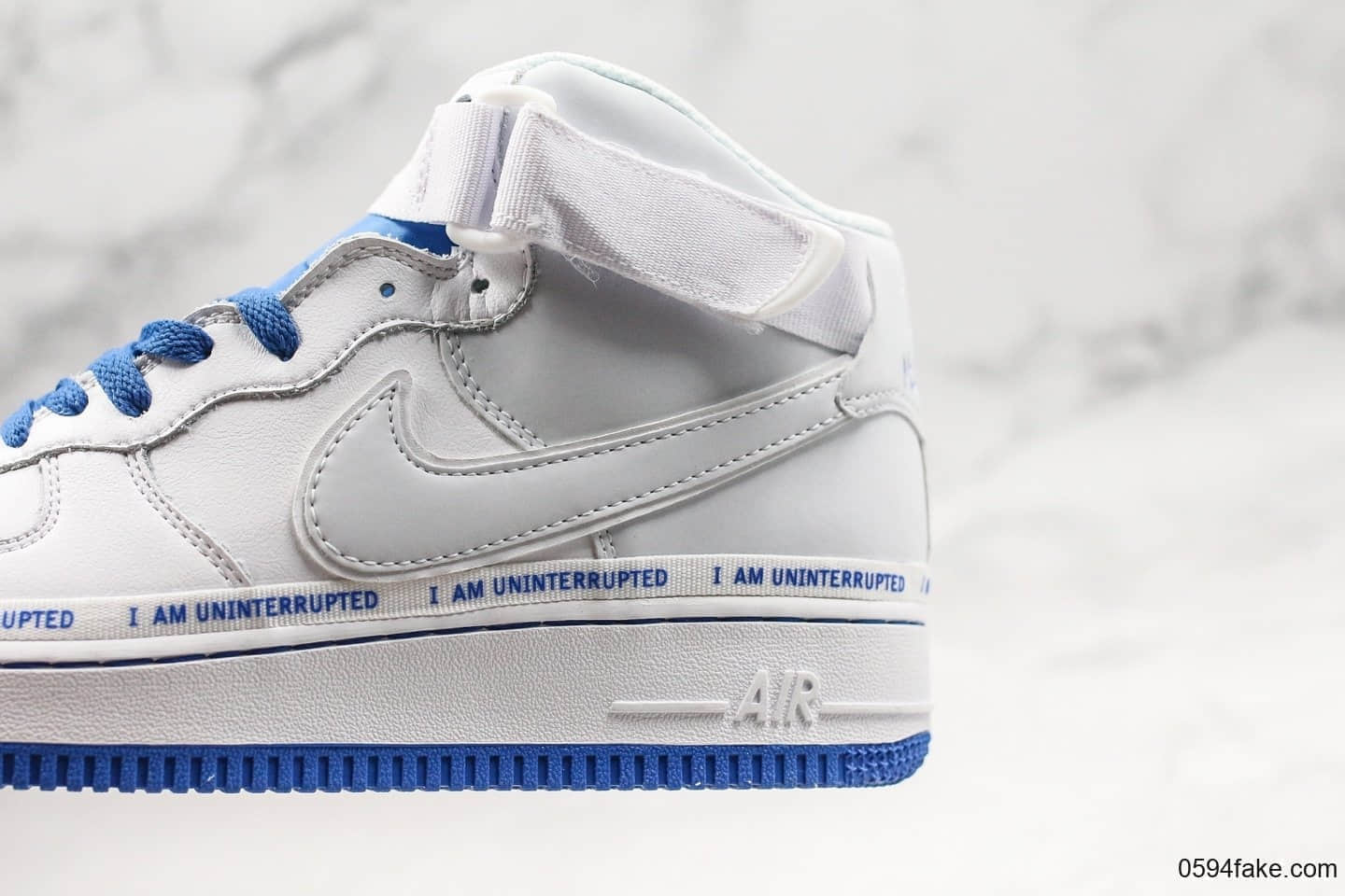 耐克Uninterrupted x Nike Air Force 1 MORE THAN纯原版本空军一号詹皇公司联名款白蓝字母3M反光附赠彩笔DIY鞋款区别市面通货版本 货号：CQ0494-600