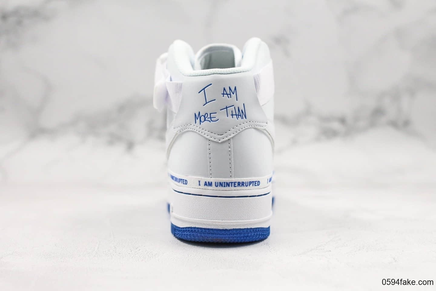 耐克Uninterrupted x Nike Air Force 1 MORE THAN纯原版本空军一号詹皇公司联名款白蓝字母3M反光附赠彩笔DIY鞋款区别市面通货版本 货号：CQ0494-600