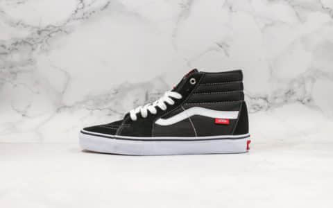 万斯Vans Sk8-Hi Pro公司级中帮铁环扣黑白原厂硫化大底增强Duracap橡胶垫鞋面由帆布和绒面革拼接而成