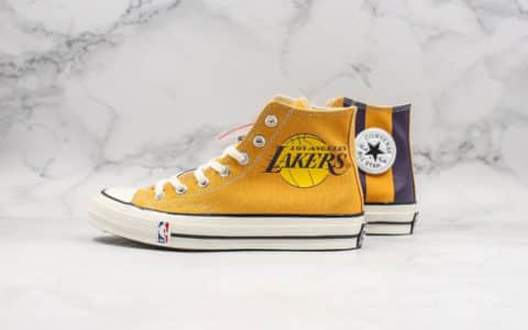 匡威Converse Chuck 70S公司级版本NBA湖人队配色后跟采用立体模压标双围条蓝底官方正确版PU蓝底原厂硫化